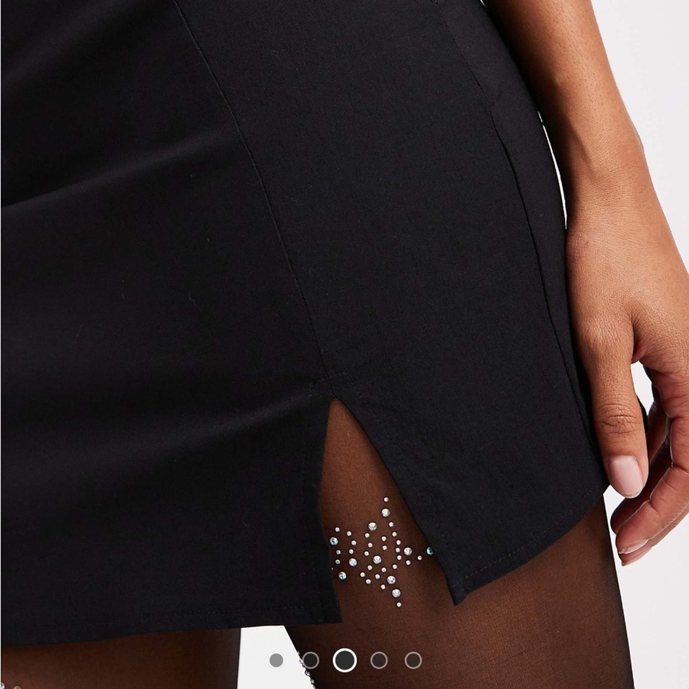 ASOS Design Curve Black Bengaline Mini Skirt with Slit size 14 - Picture 2 of 8